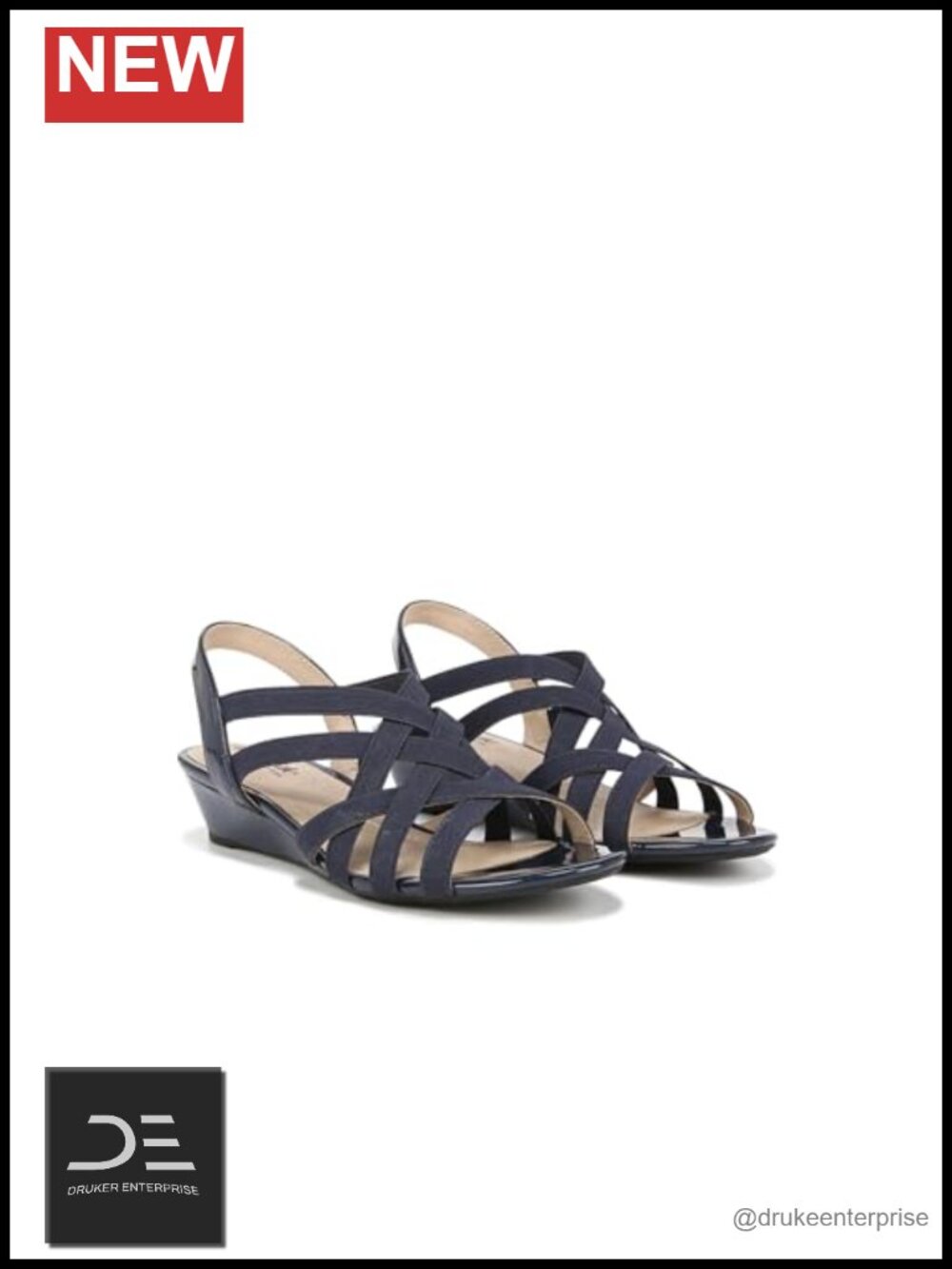 LifeStride Women's Yung Strappy Wedge Sandals Faux Leather Open Toe Slip On
